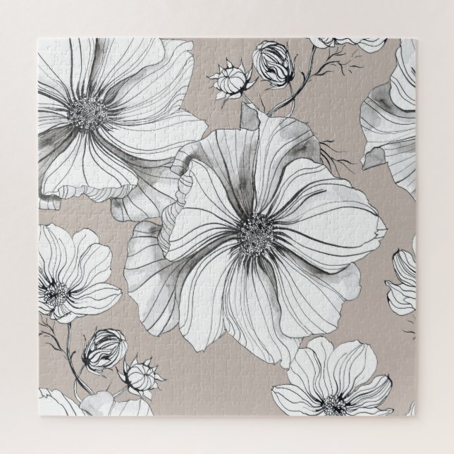 Kosmos Blume: Botanisches Zeichnend Muster. (Vertikal)