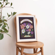 Kosmos-Blumen-Samenpaket-Plakat (Tiefes Violett)