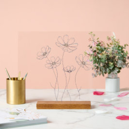 Kosmos-Blumendesign - Minimalistische feine Linie Acrylschild