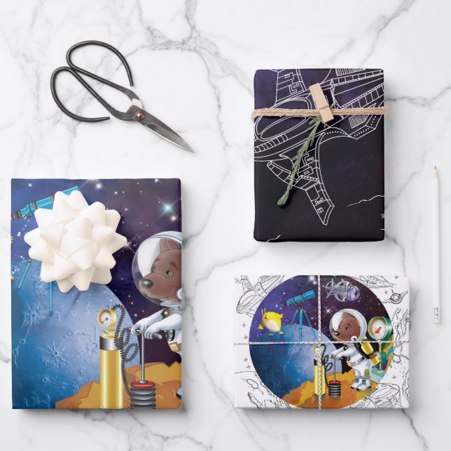 Kosmos Geschenkpapier Set (Vorderseite)