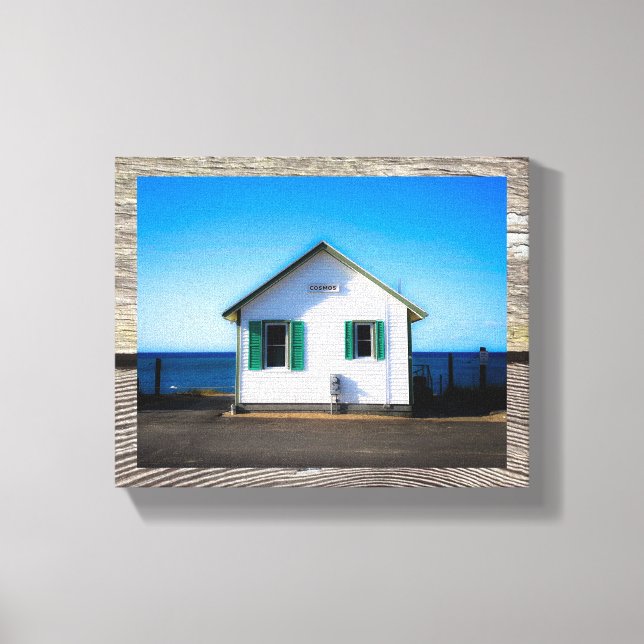 Kosmos-Hütte und Weathered Wood auf Leinwand (Vorderseite)