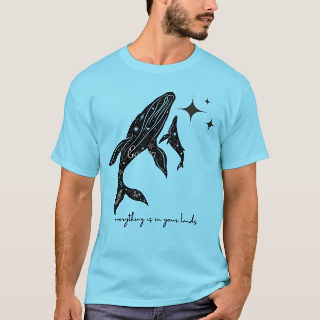 "Kosmos in deinen Händen" T-Shirt (Vorderseite)
