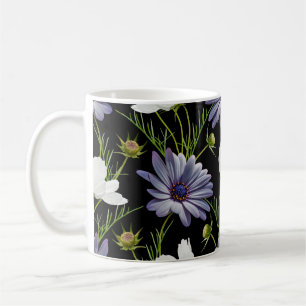 Kosmos-Margerite-Blumennahtloscollage Kaffeetasse