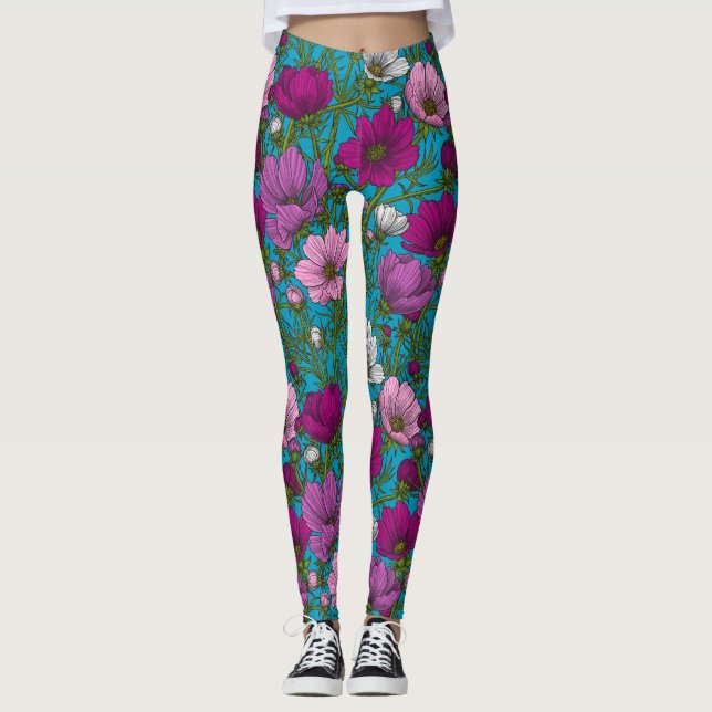 Kosmos-Mix auf blau Leggings (Vorderseite)