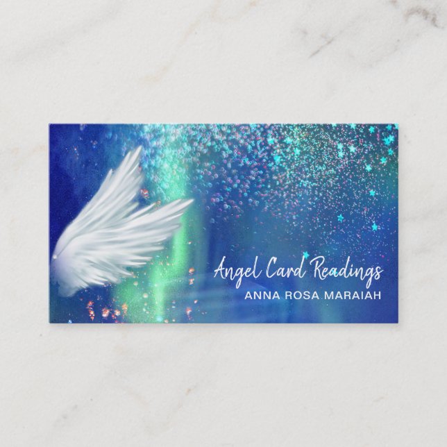 *~* Kosmos Sterne Galaxy Angel Wing Blue Universe Visitenkarte (Vorderseite)