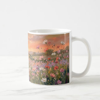 Kosmos-Wiesen-Sonnenuntergang Keramikbecher – rosa Kaffeetasse