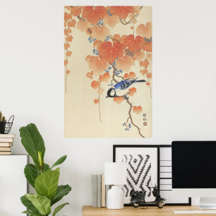 Koson Great Tit auf Paulownia Zweig Japanische Kun Poster