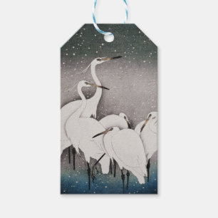 Koson Reiher im Schnee: Vintage-Japan Geschenkanhänger