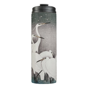 Koson Reiher im Schnee: Vintage-Japan Thermosbecher