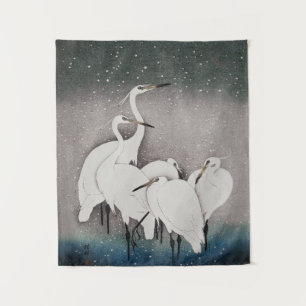 Koson Reiher im Schnee: Vintage-Japan Wandteppich