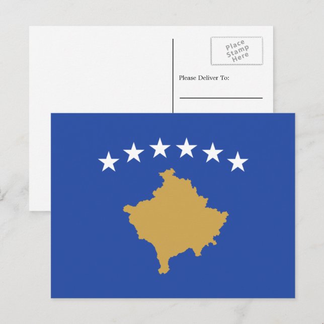 kosovarische Flagge, Flagge des Kosovo Postkarte (Vorne/Hinten)