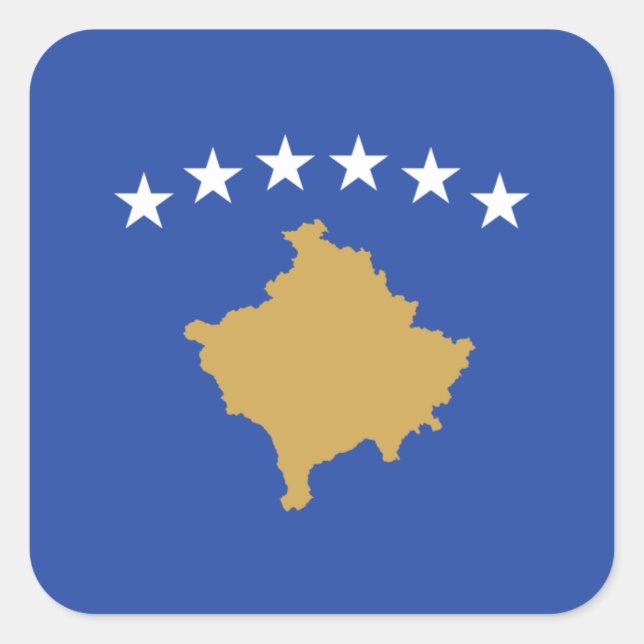 kosovarische Flagge, Flagge des Kosovo Quadratischer Aufkleber (Vorderseite)