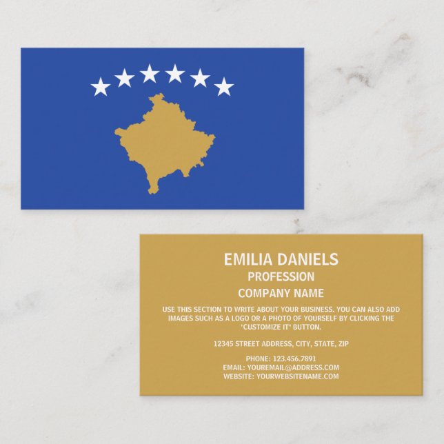 kosovarische Flagge, Flagge des Kosovo Visitenkarte (Vorne/Hinten)