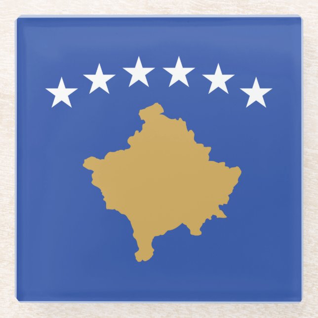 Kosovo-Flagge Glasuntersetzer (Vorderseite)