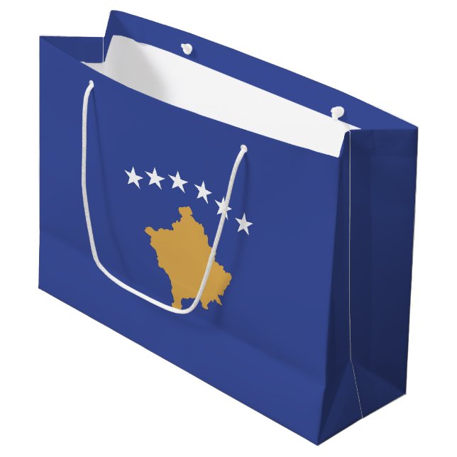 Kosovo-Flagge Große Geschenktüte (Vorderseite Schrägansicht)