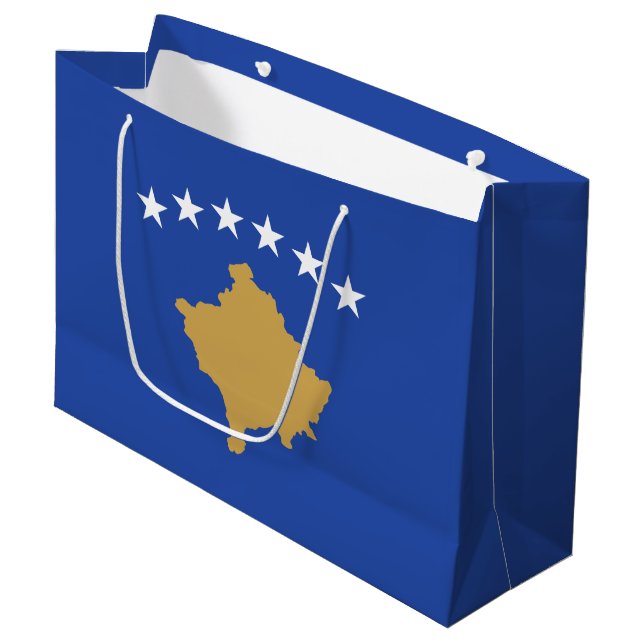 Kosovo-Flagge Große Geschenktüte (Vorderseite Schrägansicht)