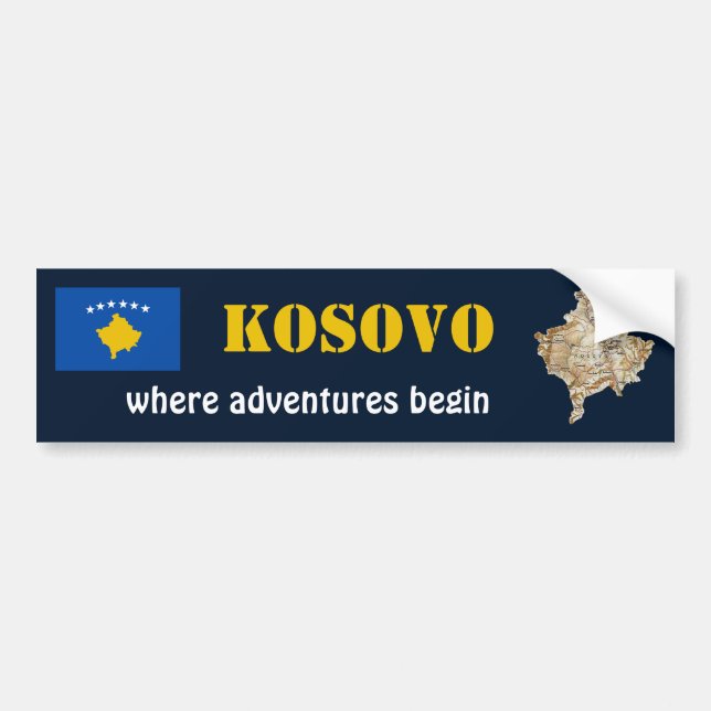 Kosovo-Flagge + Karte Autoaufkleber (Vorne)