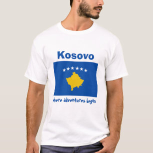 Kosovo-Flagge + Karte + Text-T-Shirt T-Shirt