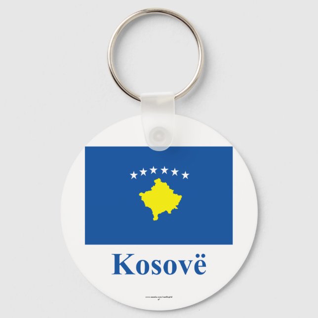 Kosovo-Flagge mit Name in albanischer Sprache Schlüsselanhänger (Vorderseite)