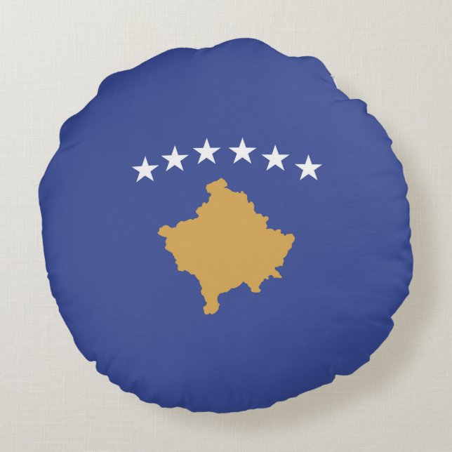 Kosovo-Flagge Rundes Kissen (Rückseite)