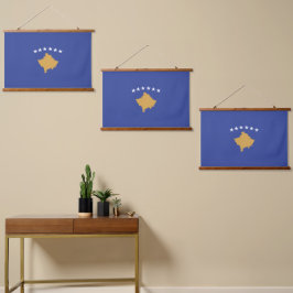 Kosovo-Flagge Wandteppich Mit Holzrahmen