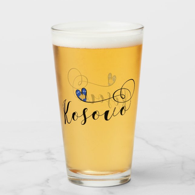 Kosovo-Flaggen-Herz, i-Liebe Kosovo, Kosovar Glas (Vorne (Gefüllt))
