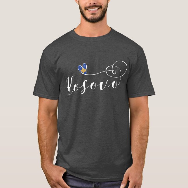 Kosovo-Flaggenherz, I Liebe Kosovo, Kosovo T-Shirt (Vorderseite)