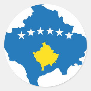 Kosovo-Flaggenkarte Runder Aufkleber