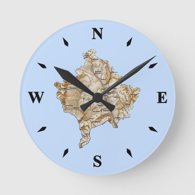 Kosovo-Kartensperre Runde Wanduhr (Vorderseite)
