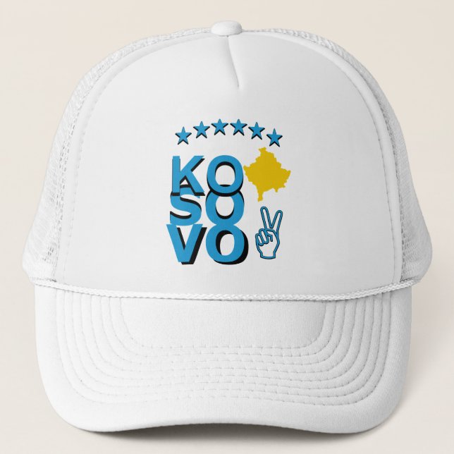 Kosovo-Sieg-Flagge Truckerkappe (Vorderseite)