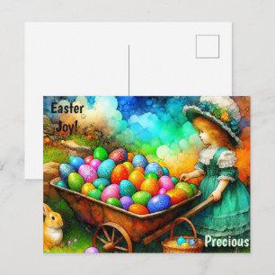 KOSTBAR ~ OSTERMÄDCHEN ~ Alcohol-Ink-Bild ~ Postkarte