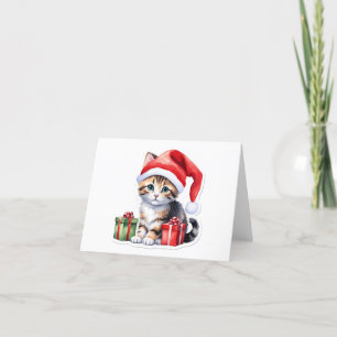 Kostbare braune getigerte Santa Katzenjunges BLANK Feiertagskarte