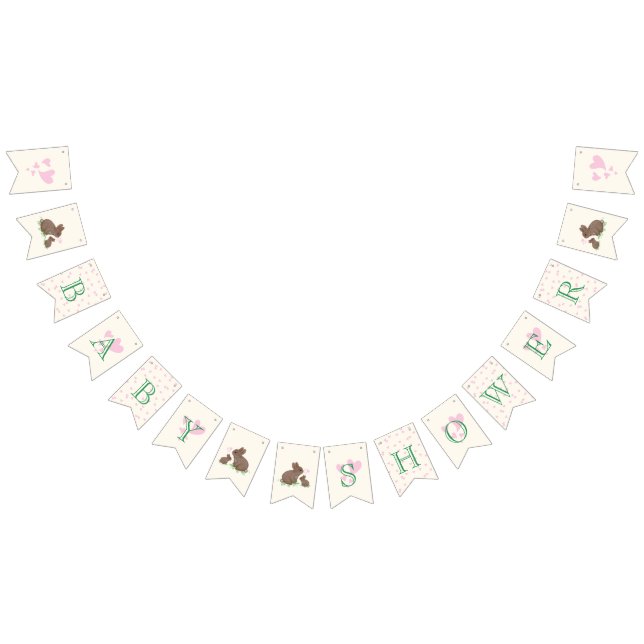Kostbare Bunnies in Clover mit Herz-Baby-Dusche Wimpelkette (Alle)