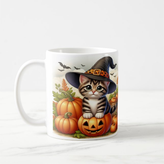 Kostbare Kätzchen als Hexen verkleidet Kaffeetasse (Links)