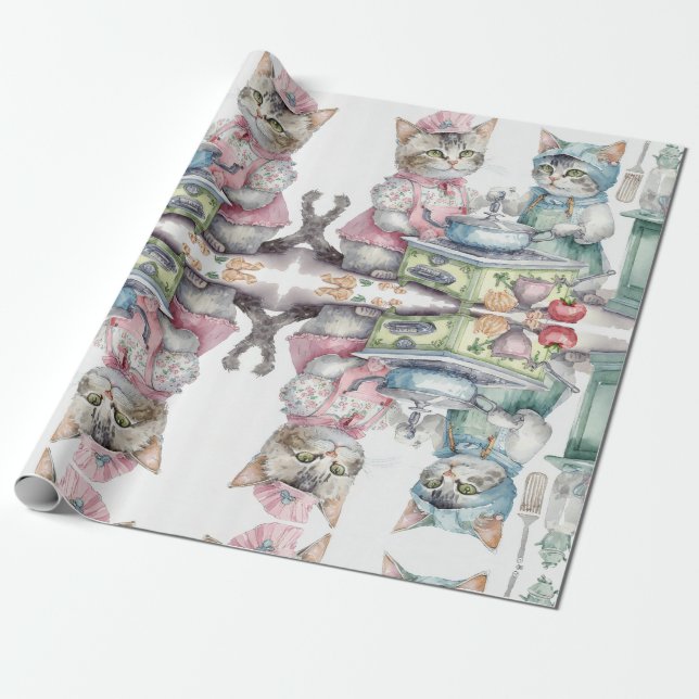 Kostbare Katzen in der Küche Geschenkpapier (Ungerollt)