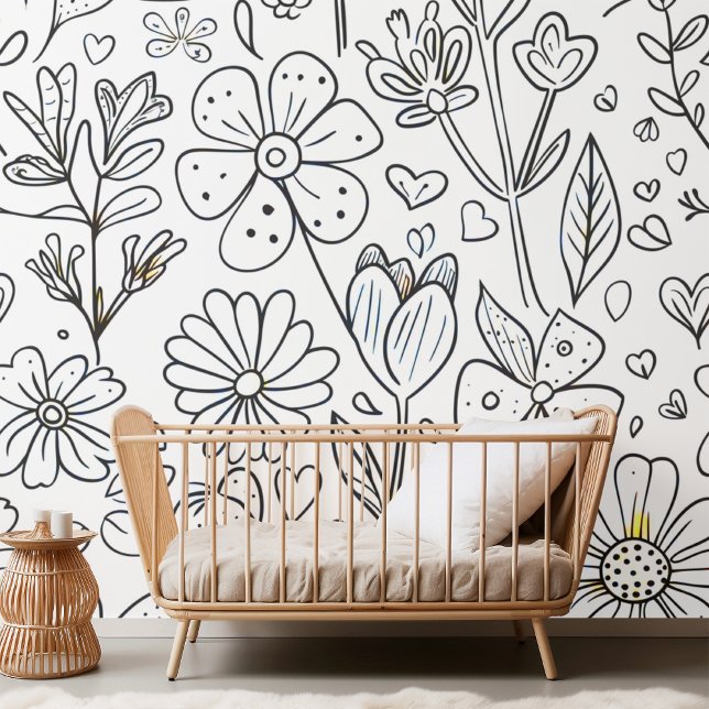 Kostbare Kinderzimmer-Blume und Herz-Farbgestaltun Tapete (Von Creator hochgeladen)