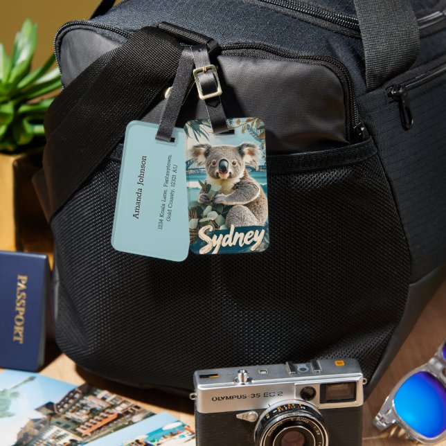 Kostbare Koala mit Sydney Harbour Bridge Gepäckanhänger (Vorderseite & Rückseite)