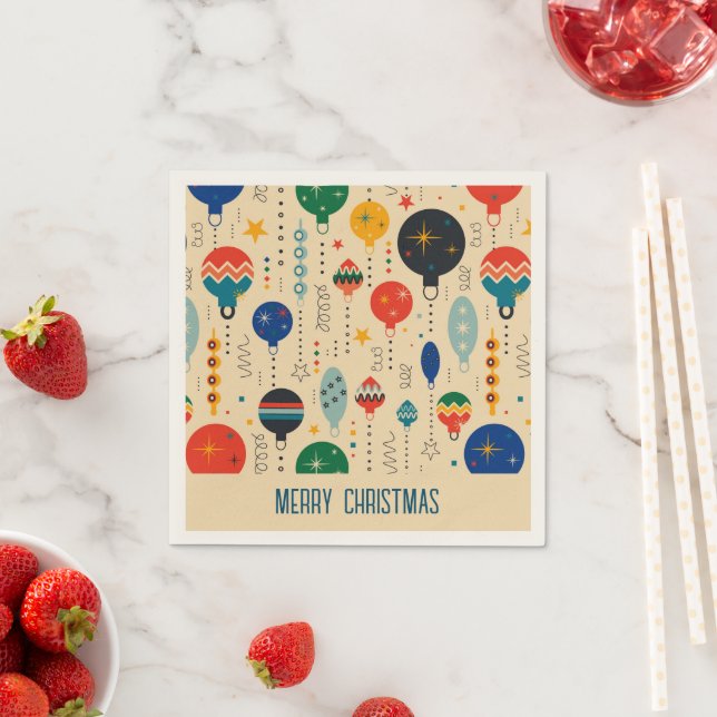 Kostbare Retro-Muster Ornamente Frohe Weihnachten Serviette (Beispiel)