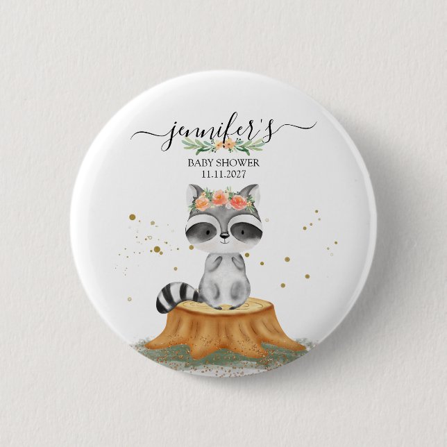 Kostbare Waschbären-Wildtier-Babyshow Button (Vorderseite)