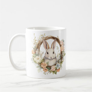 Kostbarer Häschen-Kaninchen mit Frühlingsblumen Kaffeetasse