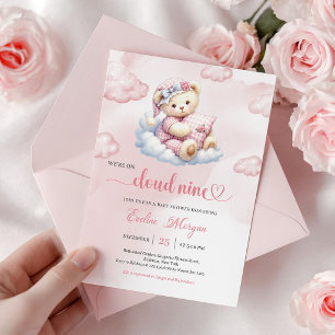 Kostbarer Teddybär Baby Shower Einladung Cloud 9
