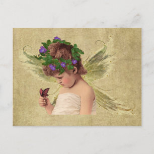 Kostbares kleines Engel-Mädchen mit Schmetterling Postkarte