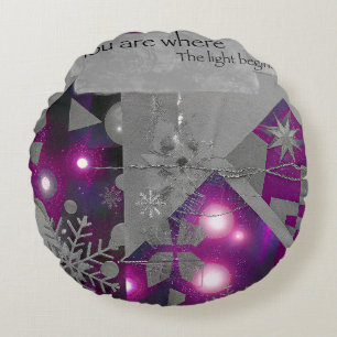 Kostbares Licht – Violetter Edelstein-Runder Pouf Rundes Kissen
