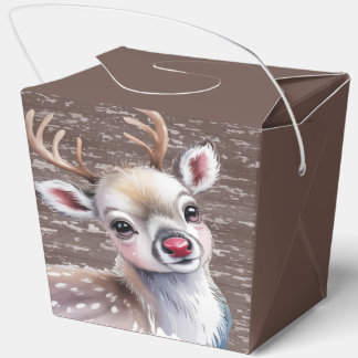 Kostbares Weißes Rentier Rotes Glänzendes Gesicht Geschenkschachtel