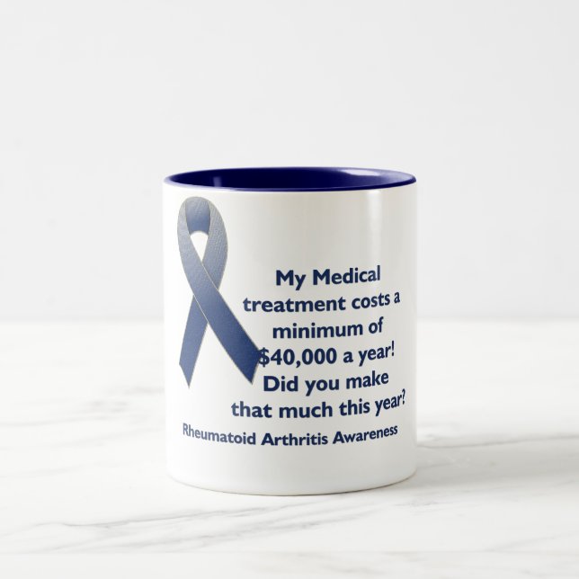 Kosten der Medizin Rheumatoide Arthritis Bewusstse Zweifarbige Tasse (Mittel)