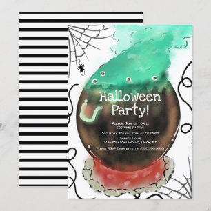 Kosten Halloween-Party Gruselige Hexe Kessel Einladung