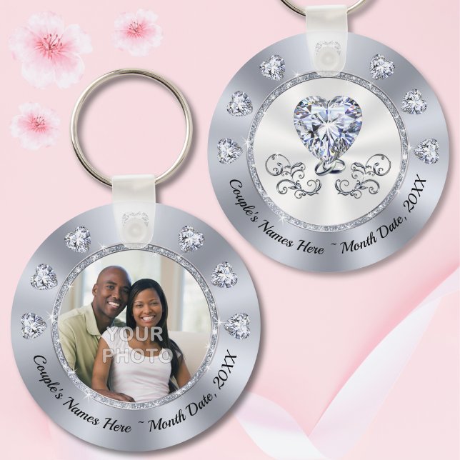 Kostengünstige Gewohnheit, FOTO-Gastgeschenke Hoch Schlüsselanhänger (Cheap wedding favors. Photo wedding favors. Affordable wedding gifts for guests. Diamond Wedding.)