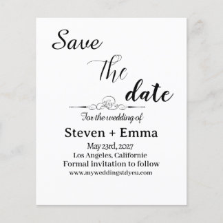 Kostengünstige Hochzeitsarbeit Save the Date Flyer