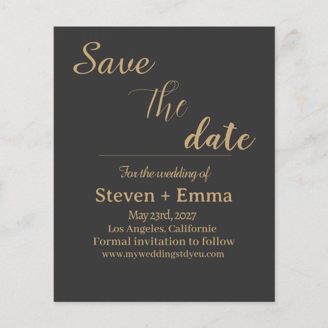 Kostengünstige Hochzeitskunst Save the Date Flyer (Vorne)