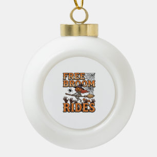 Kostenlose Besenfahrten Halloween Hexe Skelett Des Keramik Kugel-Ornament